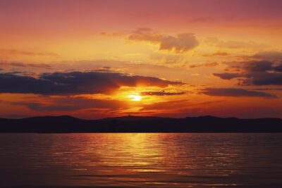 waterscape, lake, sunset